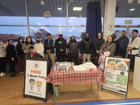 Taekwondo event with parents learning about the program